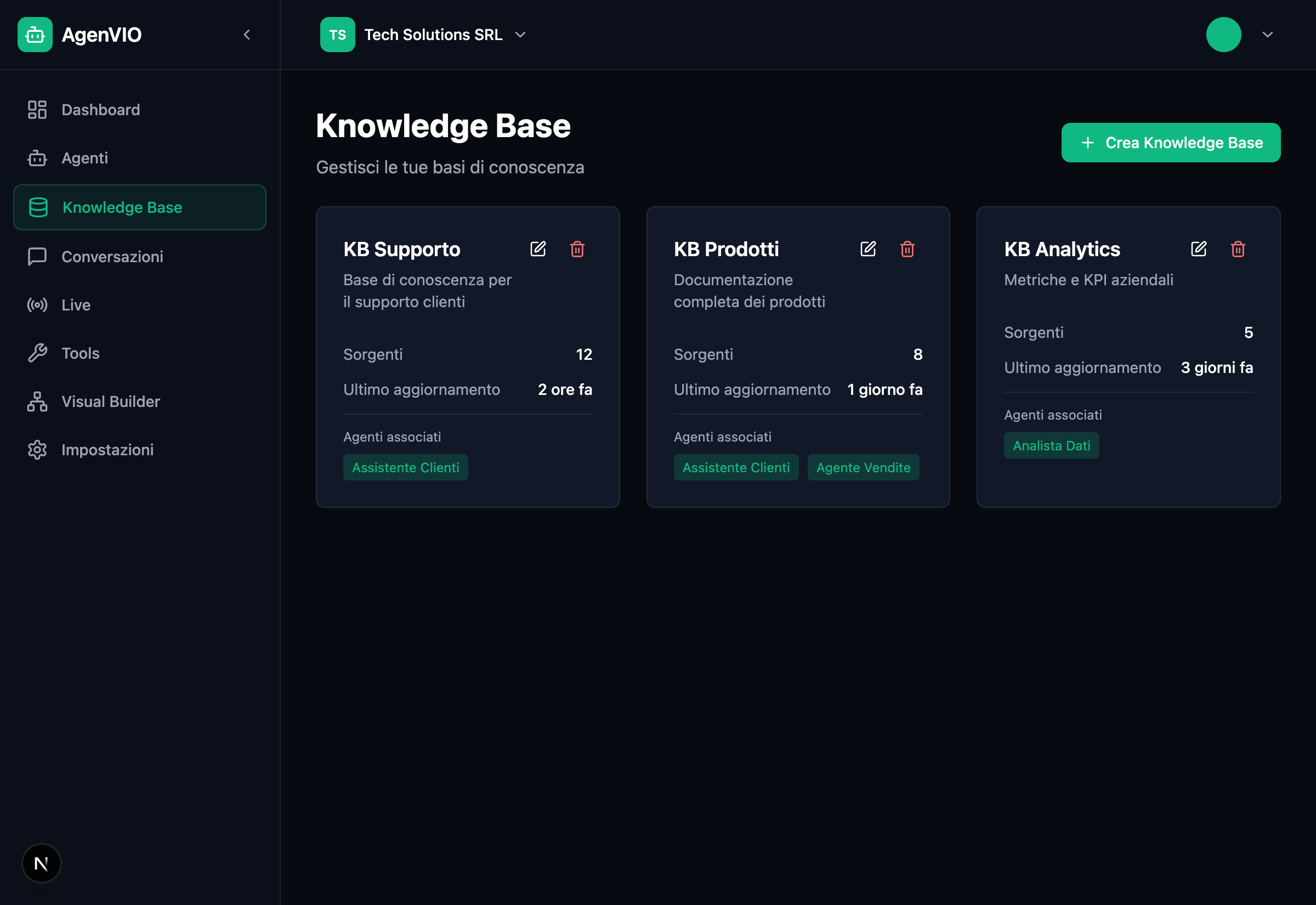 Dashboard AgenVIO - Knowledge Base