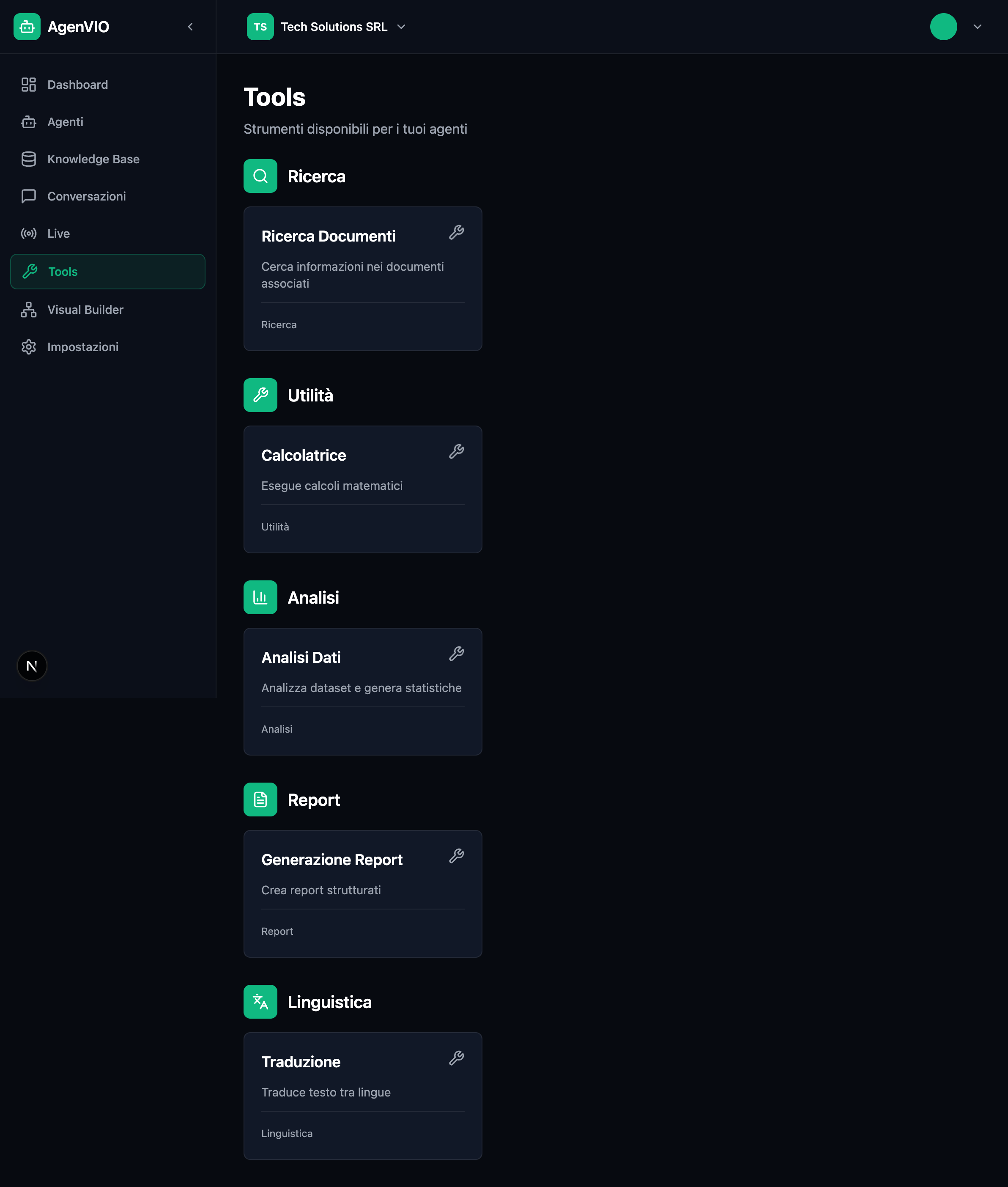 Dashboard AgenVIO - Tools e Integrazioni